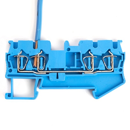 Зажим пружинный, 4-проводной проходной ЗНИ - 2,5 (JXB ST 2,5), синий STEKKER - фото