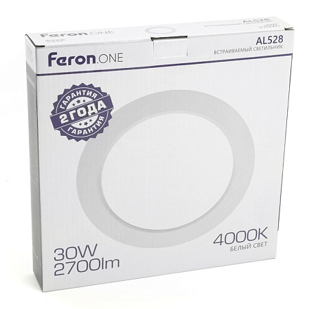 Светодиодный светильник Feron.ONE AL528 встраиваемый 30W 4000K белый - фото