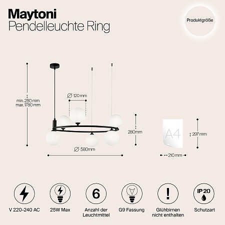 Подвесной светильник Maytoni Ring MOD013PL-06B - фото