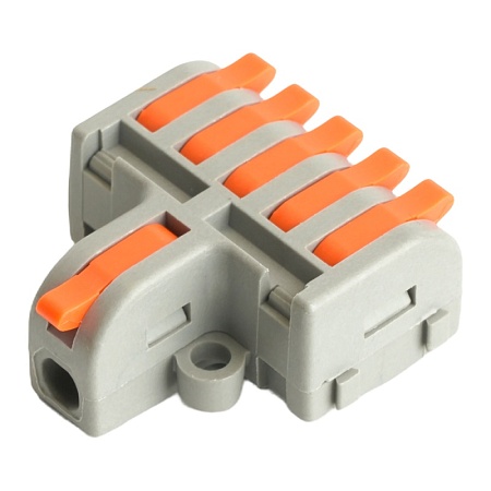 Клемма супер-компактная разветвительная 1 вход, 5 выходов, наборная STEKKER,LD220-105 - фото