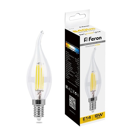 Лампа светодиодная Feron LB-74 Свеча на ветру E14 9W 230V 2700K - фото