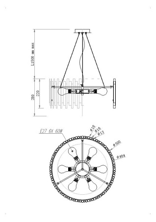 Подвесной светильник Maytoni Coliseo MOD136PL-06BS - фото