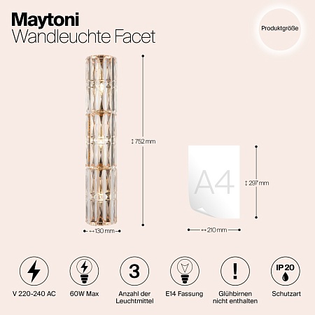 Настенный светильник (бра) Maytoni Facet MOD094WL-03G - фото