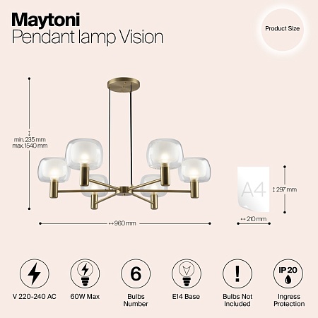 Подвесной светильник Maytoni Vision MOD411PL-06G - фото