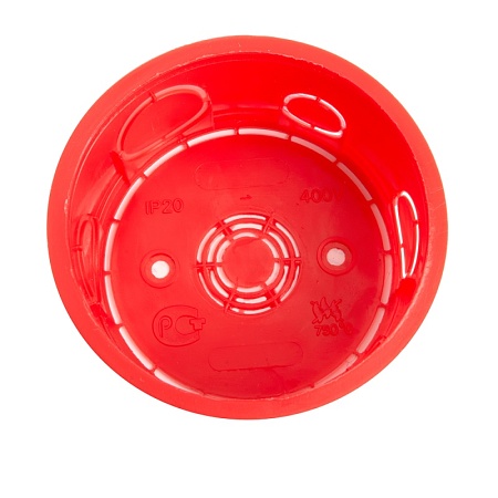Коробка монтажная для сплошных стен, с крышкой, D80*40мм STEKKER EBX30-01-1-20-80, красный - фото