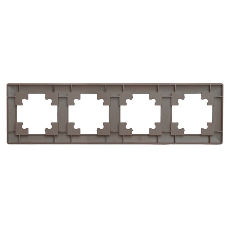 Рамка STEKKER, PFR00-7004-04 4-местная, пластик, серия Катрин, шоколад - фото