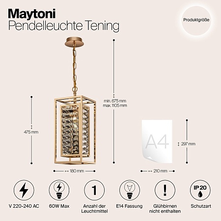 Подвесной светильник Maytoni Tening MOD060PL-01G - фото