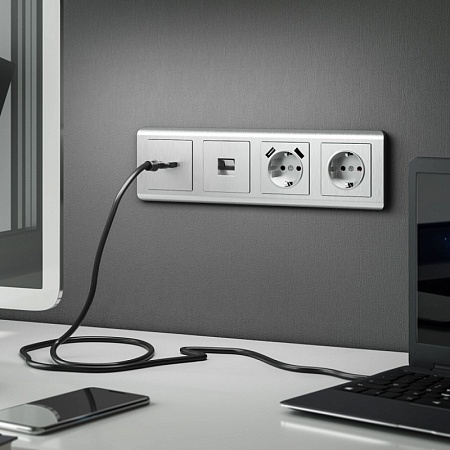 Накладка для розетки HDMI серебряный рифленый WL09-HDMI-CP - фото