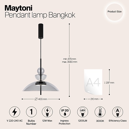 Подвесной светильник Maytoni Bangkok MOD185PL-L11B3K3 - фото