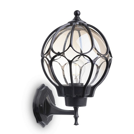 Светильник садово-парковый Feron PL3801  круглый на стену вверх 60W 230V E27, черный - фото