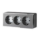 Розетка тройная с заземлением и шторками Gallant (графит рифленый) W5073104