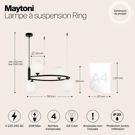 Подвесной светильник Maytoni Ring MOD013PL-04B - фото