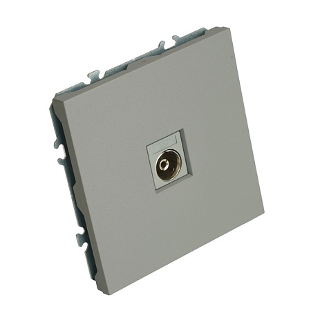 Розетка телевизионная 1-местная (механизм), STEKKER, 75 Ом, 5-862МГц, серия Эмили, RST00-5108-10, платиново-серый, soft touch - фото