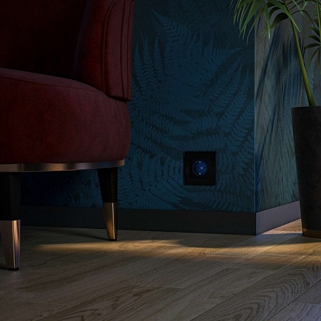 Розетка с подсветкой черный матовый W1171408 - фото