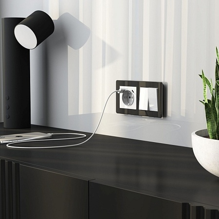 W1122041/ Выключатель двухклавишный проходной (белый акрил) W1122041 - фото