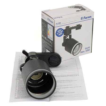 Светильник Feron AL188 трековый однофазный на шинопровод под лампу GU10, черный - фото