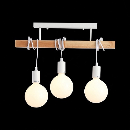 Светильник подвесной Белый, Светлое дерево E27 3*60W SL1142.503.03 - фото