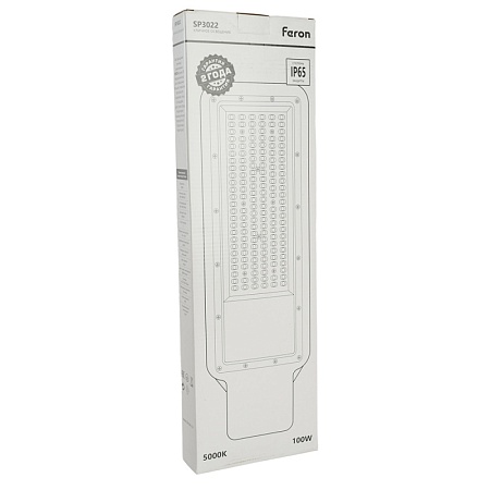 Светодиодный уличный консольный светильник Feron SP3022 100W 5000K 230V, серый - фото