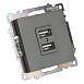 Розетка 2-местная USB (механизм), 250В, 2,1А, серия Катрин, графит, GLS10-7115-06 - фото