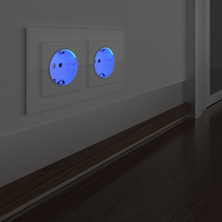 Розетка с заземлением и подсветкой белая WL01-10-03 - фото