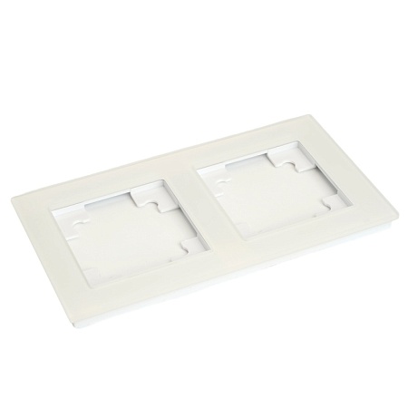 Рамка 2-местная, стекло, STEKKER ,GFR00-7002-01М, серия Катрин, белый матовый - фото