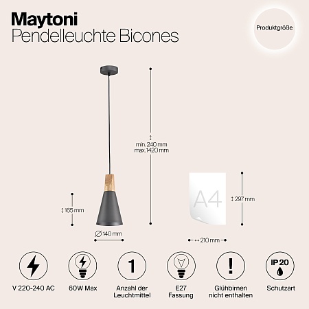 Подвесной светильник Maytoni Bicones P359-PL-140-C - фото