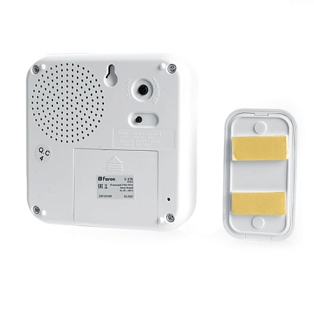 Звонок дверной беспроводной Feron E-378 Электрический 10 мелодий белый с питанием от батареек - фото