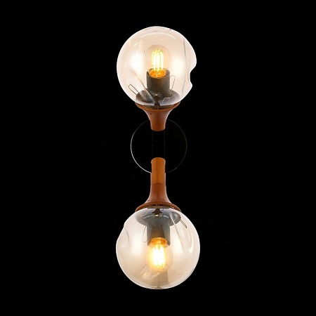 Светильник настенный Черный, Темное дерево/Прозрачный, Янтарный E27 2*60W SLE109401-01 - фото