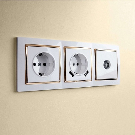 ТВ-розетка проходная (белый) W1184001 - фото