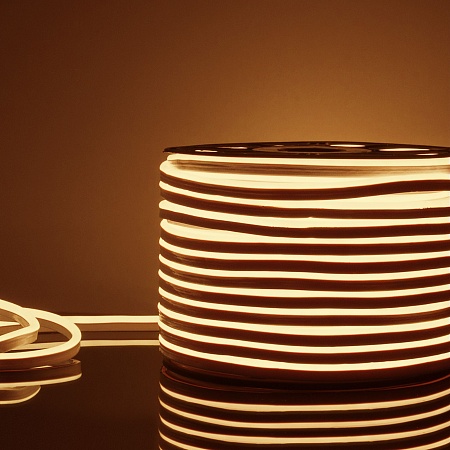 Светодиодный гибкий неон 220 В 9.6 Вт/м 120 Led/м 2835 IP67, односторонний теплый белый 3300 K, 50 м Гибкий неон 220V 9,6W 120Led 2835 IP67 односторонний теплый белый, 50 м Elektrostandard - фото