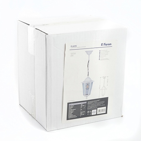 Светильник садово-парковый Feron 6205/PL6205 шестигранный на цепочке 100W E27 230V, белый - фото