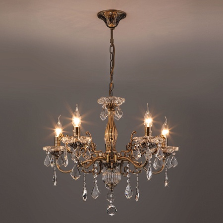 Подвесной светильник Eurosvet 3281/5 античная бронза / прозрачный хрусталь - фото