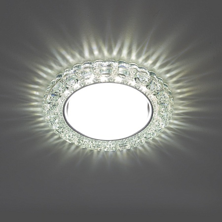 Светильник встраиваемый с белой LED подсветкой Feron CD4045 потолочный GX53 без лампы, прозрачный, хром - фото