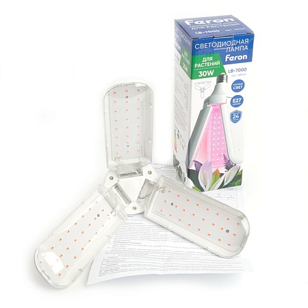 Лампа светодиодная 3-х лепестковая Feron LB-7000 E27 30W 175-265V красно-синий спектр - фото