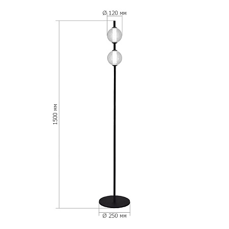 Светильник напольный ST-Luce Черный/Прозрачное кракелированное стекло LED 2*8,5W 3000K SL6120.405.01 - фото