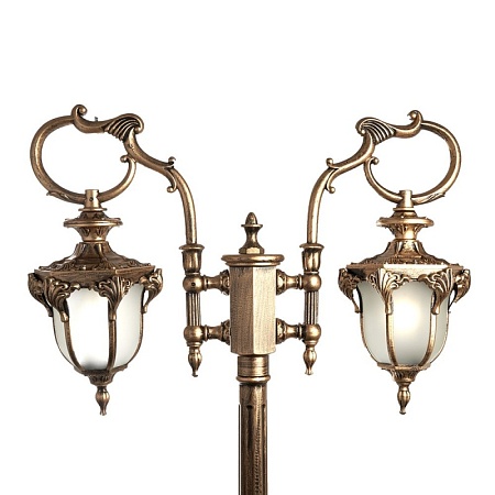 Светильник садово-парковый Feron PL4048 шестигранный,  столб 2*60W 230V E27, черное золото - фото