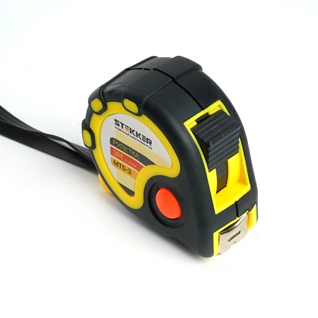 Рулетка STEKKER, 3 м х 16 мм, прорезиненное покрытие, MTS-3 - фото