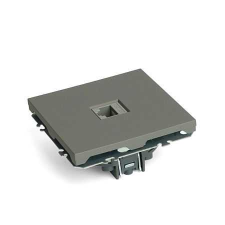 Розетка компьютерная 1-местная RJ-45 (механизм), STEKKER, серия Эмили, RST00-5117-10, платиново-серый, soft touch - фото