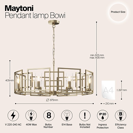 Подвесной светильник Maytoni Bowi H009PL-08G - фото