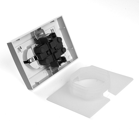 Розетка 2-местная с/з с крышкой, STEKKER, PST16-9015-01, 250В, 16А, серия Эрна, белый - фото