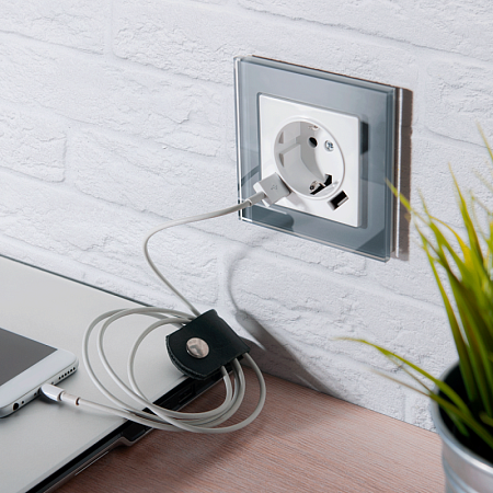 Розетка с заземлением, шторками и USBх2 белая WL01-SKGS-USBx2-IP20 - фото