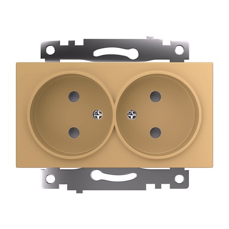 GLS10-7113-08 Розетка 2-местная с защитной шторкой (механизм) б/з, 250В, 10А, серия Катрин, золото - фото