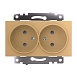GLS10-7113-08 Розетка 2-местная с защитной шторкой (механизм) б/з, 250В, 10А, серия Катрин, золото - фото