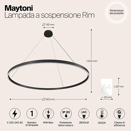 Подвесной светильник Maytoni Rim MOD058PL-L65B3K - фото