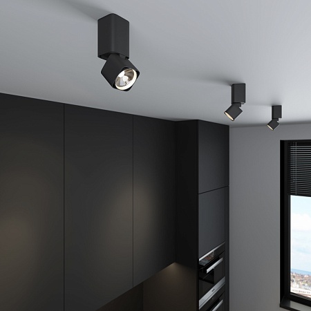 Светильник потолочный поворотный светодиодный Cubus 10W 4000K чёрный 25043/LED Elektrostandard - фото