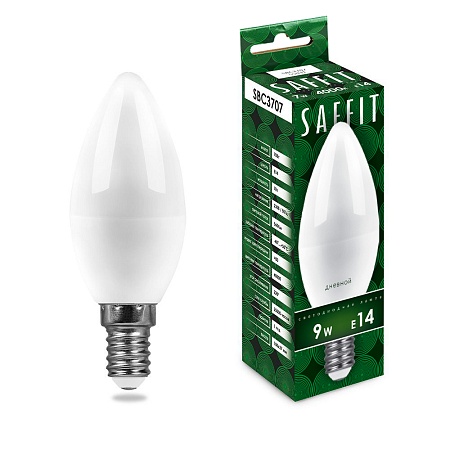 Лампа светодиодная SAFFIT SBC3709 Свеча E14 9W 230V 6400K - фото