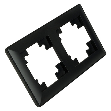 Рамка STEKKER, PFR00-7002-05 2-местная, пластик, серия Катрин, черный - фото