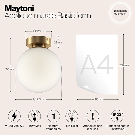 Настенный светильник (бра) Maytoni Basic form MOD321WL-01G2 - фото