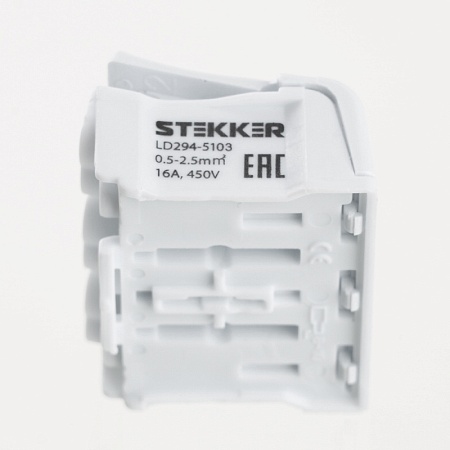 Клемма монтажная с/з STEKKER, LD294-5103, для подключения фазных проводников 3 полюса, 3 контактные группы (3 ввода, 3 вывода на полюс) - фото