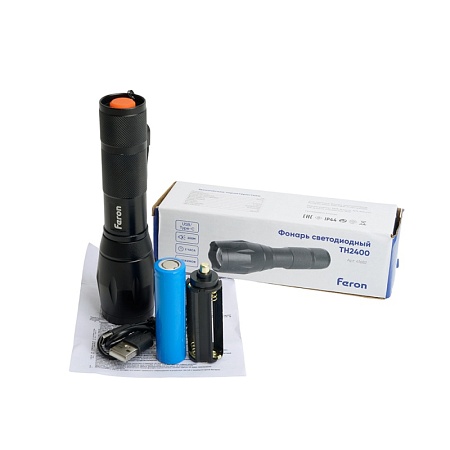 Фонарь ручной Feron TH2400 с аккумулятором USB ZOOM - фото
